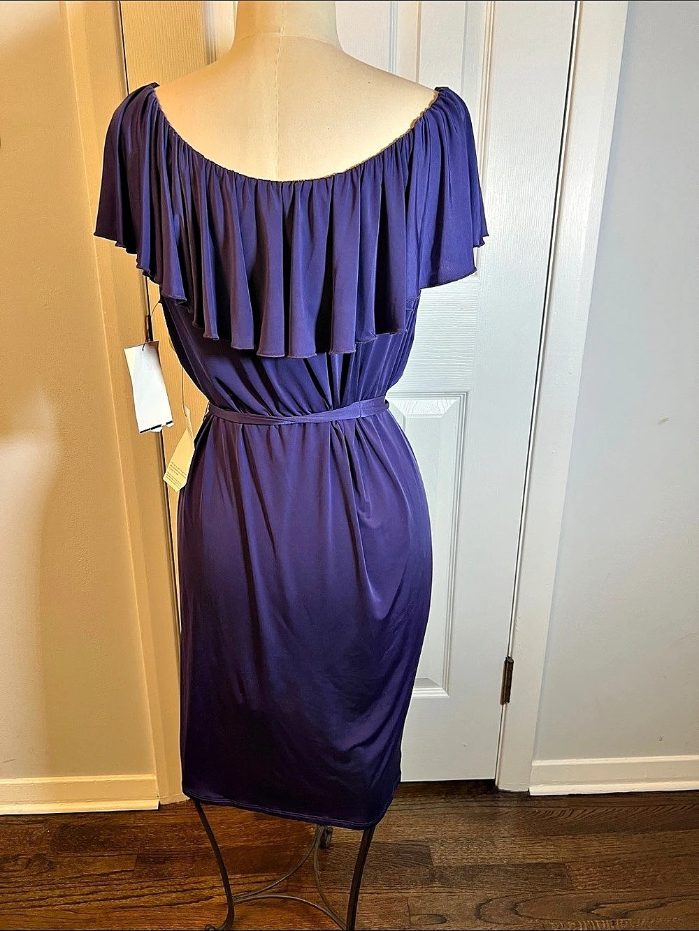 A.B.S. by Allen Schwartz Ladies Knit Dress Ruffle Maxi Dress in Purple Size - Picture 2 of 7